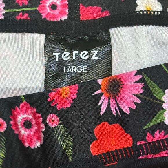 Terez L Tall Band Performance Leggings Pink Floral Fantasy Printed HighWaist Gym - Picture 9 of 13